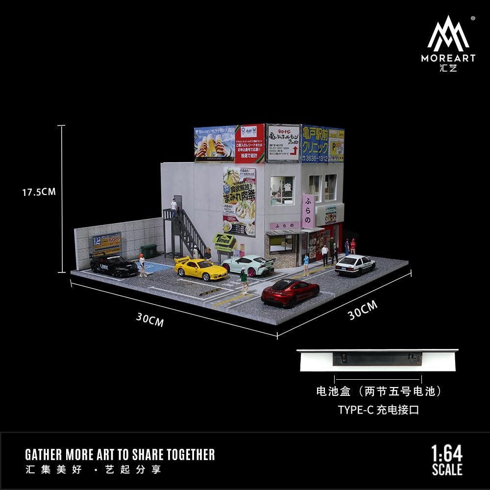 Japanese Commercial Building Scene Diorama 1:64 Scale with LED